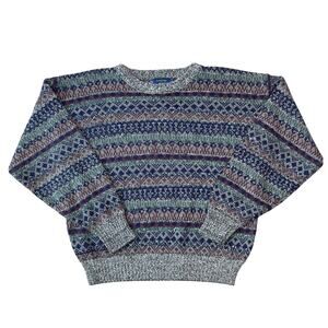 Vintage Cambridge Classics Mervyns Crewneck Mulitcolored Patterned Sweater (M)